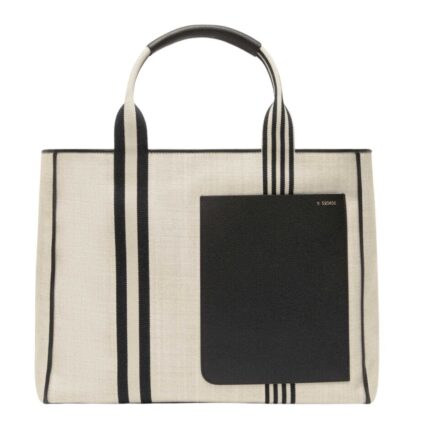 VALEXTRA BROWN FABRIC LARGE TOTE BAG