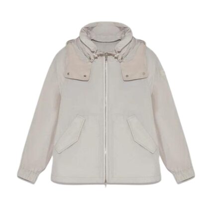 YVES SALOMON SHORT TECHNICAL FABRIC AND LEATHER PARKA