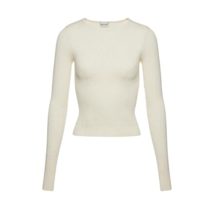 MAGDA BUTRYM SCULPTED RIB KNIT TOP IN CREAM