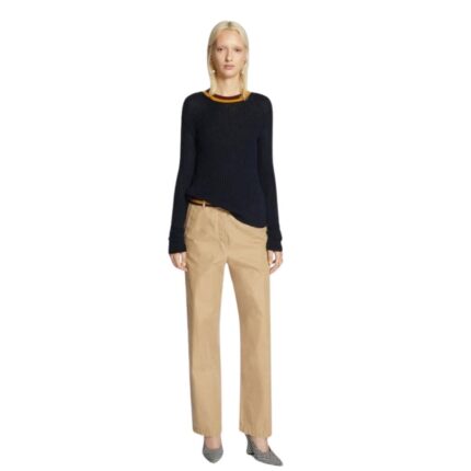 DRIES VAN NOTEN RIBBED SWEATER NAVY