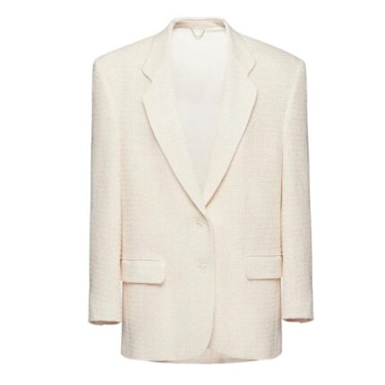MAGDA BUTRYM TAILORED OVERSIZED HANDWOVEN BLAZER IN CREAM