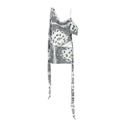 THE ATTICO "RANYA" WHITE AND BLACK BANDANA MINI DRESS