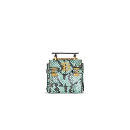 BALMAIN B-BUZZ SNAKESKIN-EFFECT LEATHER MINI BAG